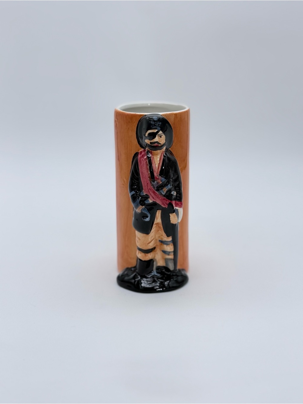 Vintage Jolly Roger Pirate Tiki Mug Or Vase Will Skull Crossbones #DW542 Orange